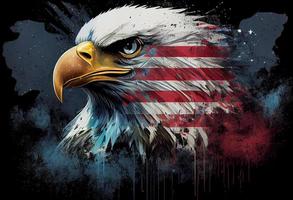 EUA americano bandeira criativo patriótico fundo com Careca Águia. gerar ai. foto