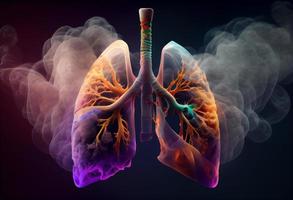 humano pulmão com fumaça , pulmão doença dee fumar. gerar ai. foto