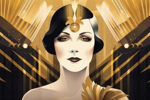 art Deco mulher retrato beleza. gerar ai foto