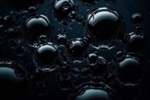 dinâmico vôo embaixo da agua bolhas composição em Preto fundo. abstrato 3d ilustração. foto