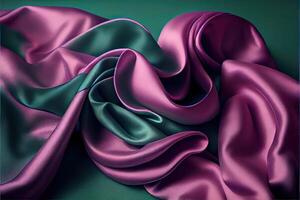 generativo ai ilustração do suave seda colorida tecido, textura e fundo foto