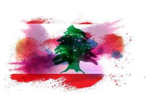 Líbano aguarela pintado bandeira foto
