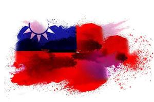 Taiwan aguarela pintado bandeira foto