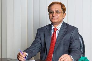 Bangladesh abril 11, 2019 retrato do uma não governamental organização como um Presidente md. shafiqual haque choudhury às como um torre, Shyamoli, dhaka. foto