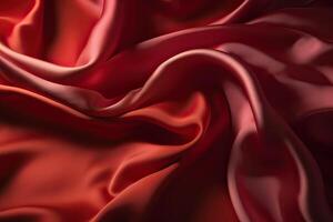 fechar-se textura do natural vermelho ou Rosa tecido ou pano dentro mesmo cor. tecido textura do natural algodão, seda ou lã, ou linho têxtil material. vermelho tela de pintura fundo. generativo ai. foto
