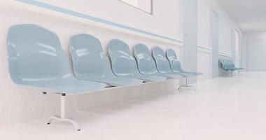 espera cadeiras em um corredor de hospital foto