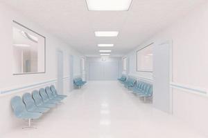 corredor do hospital com cadeiras de espera nas laterais