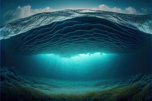 generativo ai ilustração do oceano profundidade. embaixo da agua esvaziar paisagem, oceano fundo, mar onda foto