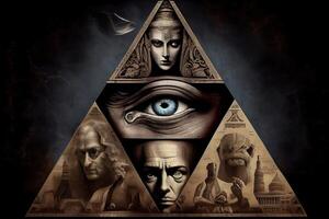 generativo ai ilustração do história e segredos do illuminati conceito foto