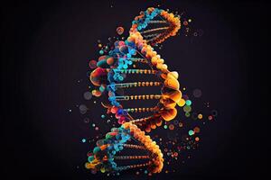 generativo ai ilustração do dna molécula composição. Duplo hélice do dna. humano genoma célula genético biotecnologia estudar. genético Engenharia pesquisa e análise dentro Ciência laboratórios foto