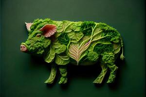 generativo ai ilustração do uma vaca fez do fresco frutas e legumes foto