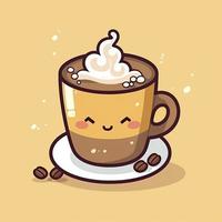 café amor espuma com feijões desenho animado ícone ilustração, gerar ai foto