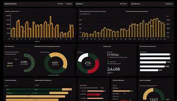 analista trabalhando em o negócio analytics painel de controle gerado ai foto