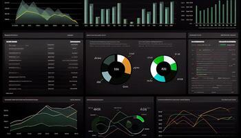 analista trabalhando em o negócio analytics painel de controle gerado ai foto