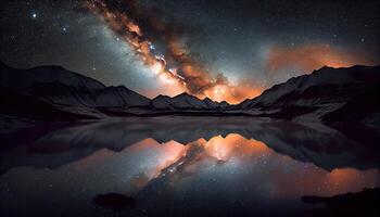 leitoso caminho estrelas às noite gerado ai foto