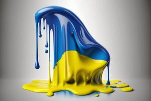 obra de arte ucraniano bandeira dentro acril fluido. arte estilo isolado em branco fundo. ai gerado foto
