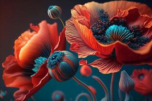 vermelho papoula flor. lembrança dia símbolo. arte ilustração. ai gerado foto