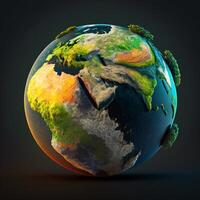 Salve  terra, terra globo, planeta, ambiente dia verde terra ai generativo foto