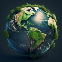 Salve  terra, terra globo, planeta, ambiente dia verde terra ai generativo fotoai generativo foto