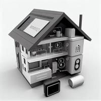 moderno inteligente casa sistemas do inteligente construção , a inteligente casa é isolado fundo. gerar ai foto