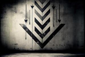 Preto Setas; flechas em cinzento concreto muro. generativo ai foto