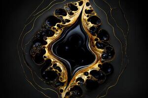 abstrato Preto dourado lustroso textura fundo. generativo ai foto