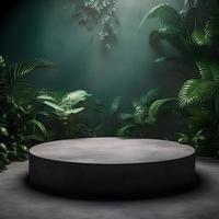 uma deslumbrante temático da selva esvaziar espaço com natureza fundo, perfeito para profissional produtos exibição foto