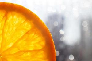 laranja fatia macro. suculento laranja fatiado fechar-se foto