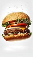 quente e fresco saboroso delicioso grelhado Hamburger. foto