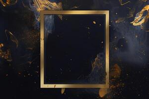 dourado quadro, Armação em Preto abstrato fundo. ai gerado foto