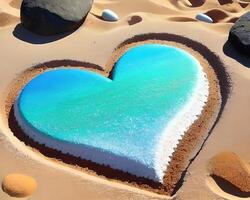 coração fez Fora do pedras em uma de praia de ai gerado foto