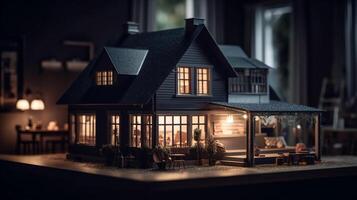 3d Renderização do uma casa com solar painéis em a teto. ai gerado obra de arte foto