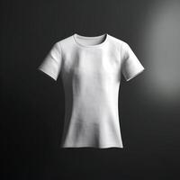 branco camiseta brincar isolado em cinzento fundo. 3d Renderização ai gerado obra de arte foto