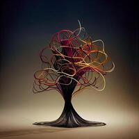 abstrato minimalista árvore fez a partir de violino cordas. generativo ai foto