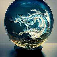 abstrato oceano ondas Dragão ecossistema dentro vidro. generativo ai foto