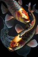 tradicional chinês estilo dois koi vermelho peixe. generativo ai. foto