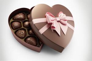 coração forma namorados chocolate caixa. generativo ai. foto