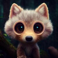 fofa bebê Lobo dentro uma floresta pixar estilo grande detalhado olhos. generativo ai. foto