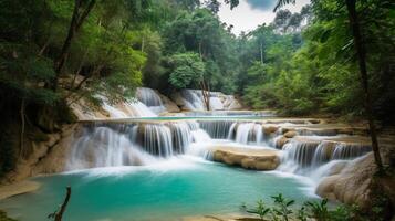 ei mae Kamin cascata dentro kanchanaburi, Tailândia ai gerado foto