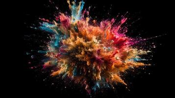 uma colorida explosão em uma Preto fundo. generativo ai foto