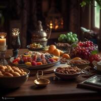 Comida em iftar Ramadã mês ai generativo foto