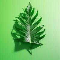 uma verde folha com uma fundo ai generativo foto