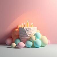 aniversário fundo com bolo. ilustração ai generativo foto