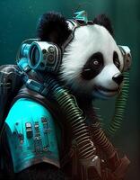 cyberpunk panda vestindo respirando aparelho criada com ai Ferramentas foto