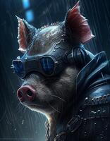 cyberpunk porco realista ilustração criada com ai Ferramentas foto