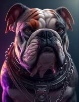 cyberpunk buldogue realista ilustração criada com ai Ferramentas foto