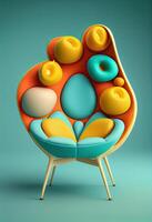 generativo ai ilustração do alvo cadeira ter fruta forma, estúdio fundo sólido foto