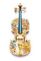 generativo ai, lindo musical instrumento violino, broche, opala pedra e dourado cor paleta isolado em branco fundo. bijuteria, joalheria fechar acima foto