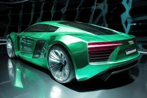 lindo futuro carro dentro verde cor generativo ai foto