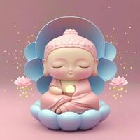 bebê Buda com adorável céu luz Rosa pop mart generativo ai foto